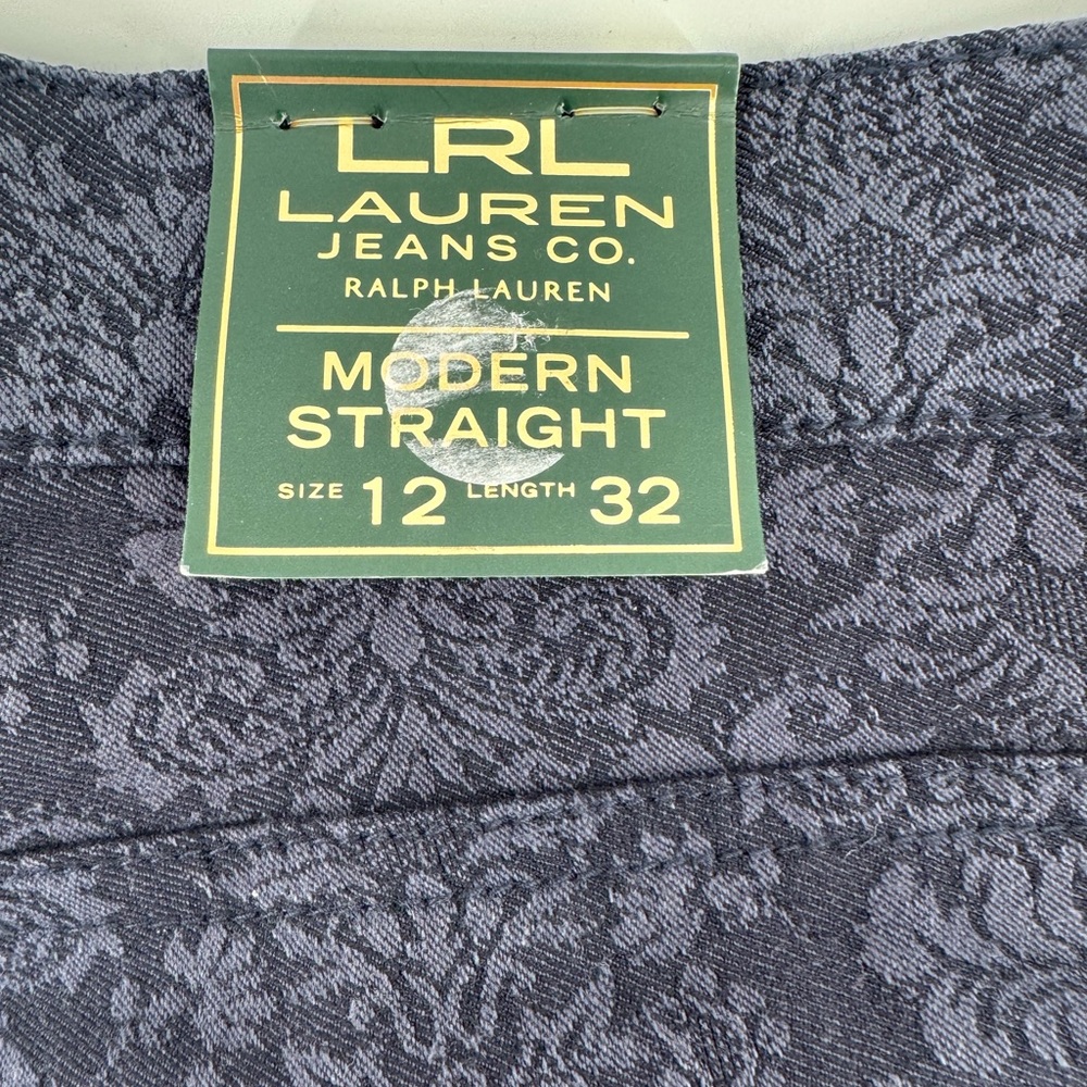 Ralph Lauren Dark Blue Floral Patterned Straight Leg Jeans size 12 NWT - Picture 7 of 9